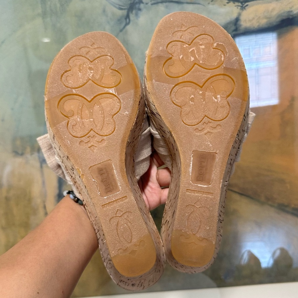 🌸BORN🌸 Cami Wedge Platform Sandal Natural Fabric Size: 11 - Picture 11 of 11